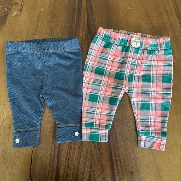 Laughing Llama Bundle of 2 Pants Plaid Pants and Solid Blue Leggings Size 3M - Picture 1 of 4